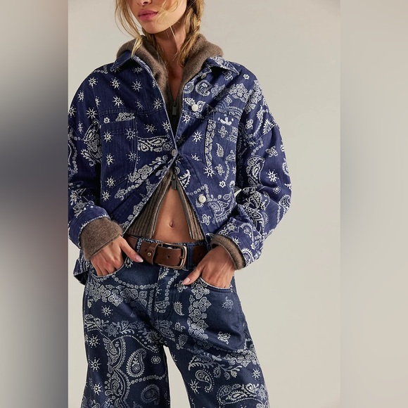 We The Free Jackets & Blazers - We The Free Opal Swing Printed Denim Jacket
